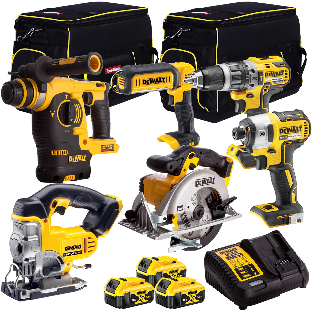 Dewalt DCK6991T4T 18V 6 Piece Combo Kit with 3 x 5.0Ah Batteries Charger & Bag