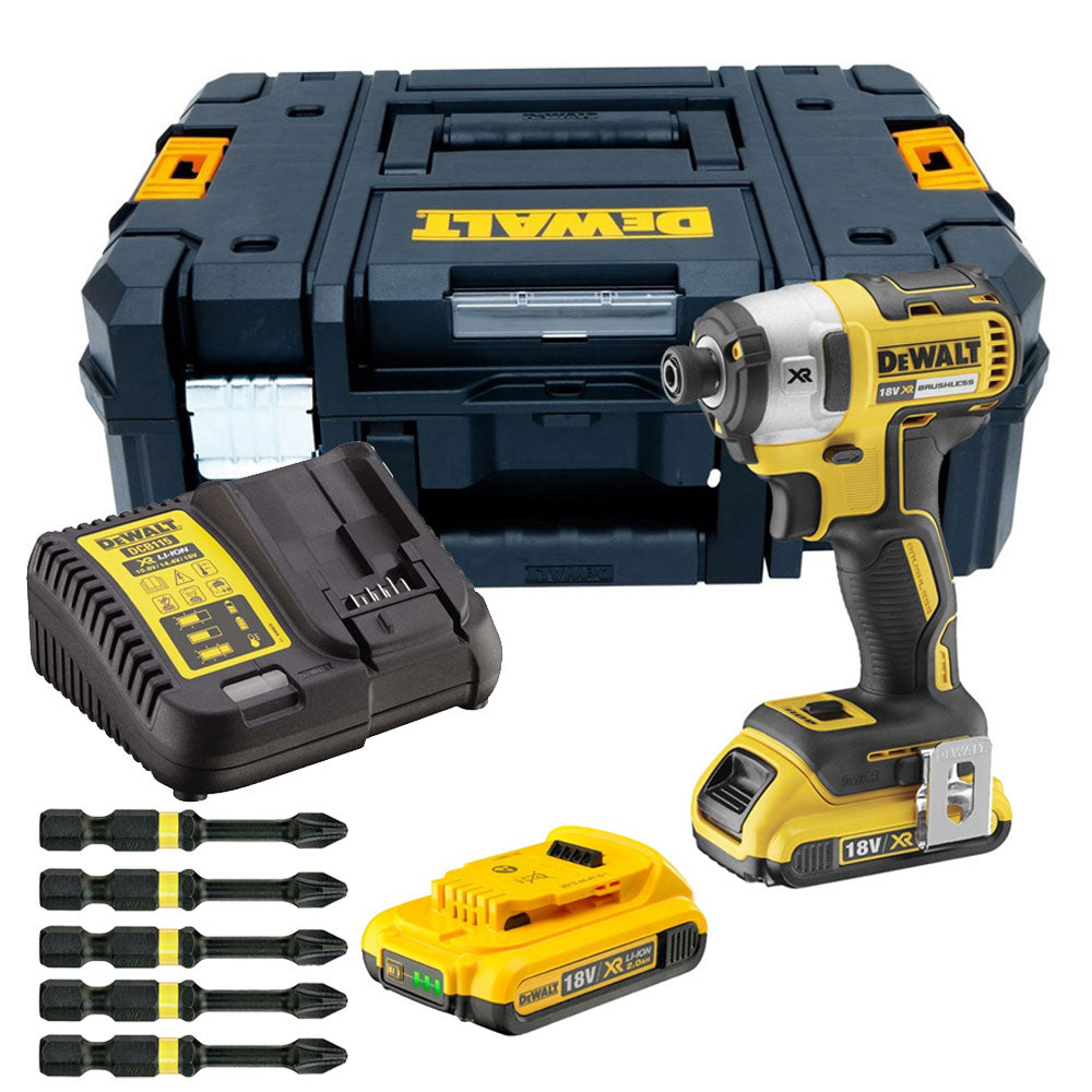 Dewalt DCF887D2 18V XR Brushless 3 Speed Impact Driver Kit with 5 x Ph2 Bit