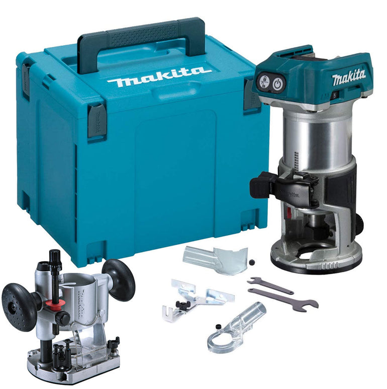 Makita DRT50ZJ 18V Brushless Router Trimmer With Plunge Router Base & Dust Nozzle Set