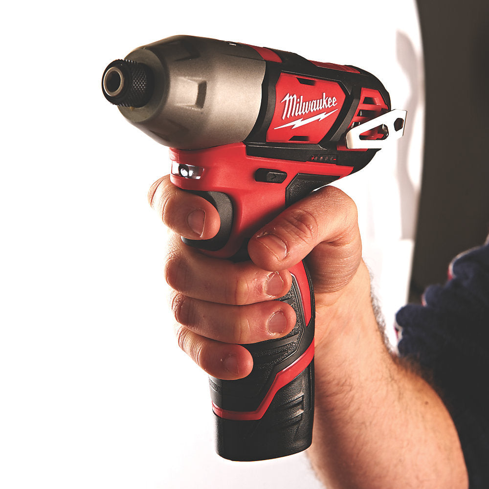 Milwaukee M12BID-202C 12V Impact Driver 1/4" with 2 x 2.0Ah Batteries with Socket Adapter