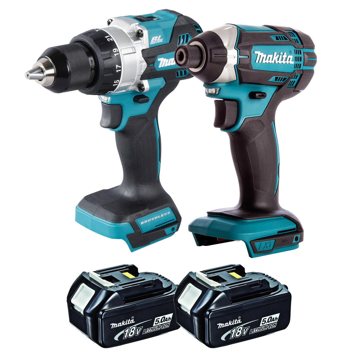 Makita 18V 2 Piece Cordless Kit with 2 x 5.0Ah Batteries MTKIT-243