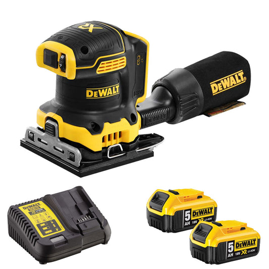 Dewalt DCW200N 18V Brushless 1/4 Sheet Palm Sander 2 x 5.0Ah Batteries & Charger