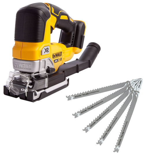 DeWalt DCS334N 18V Brushless Top Handle Jigsaw with HCS Progressor Tooth Jigsaw Blades