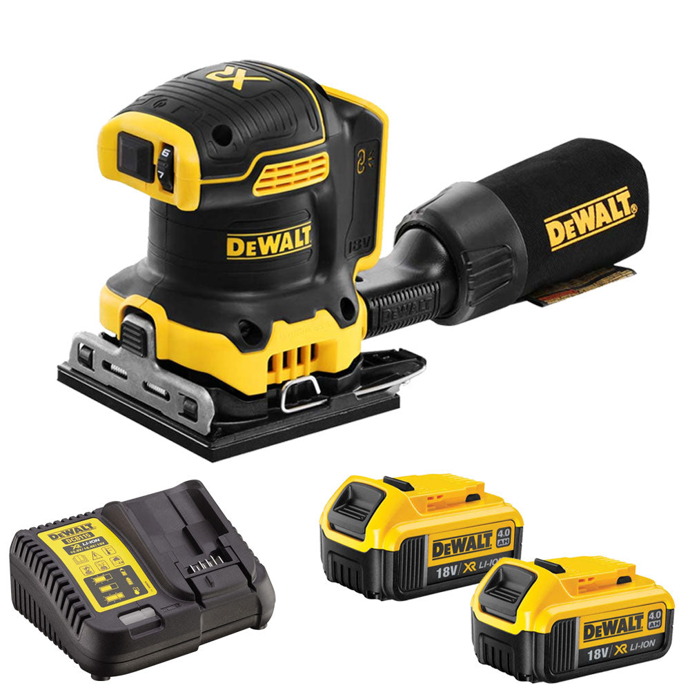 Dewalt DCW200N 18V Brushless 1/4 Sheet Palm Sander 2 x 4.0Ah Batteries & Charger