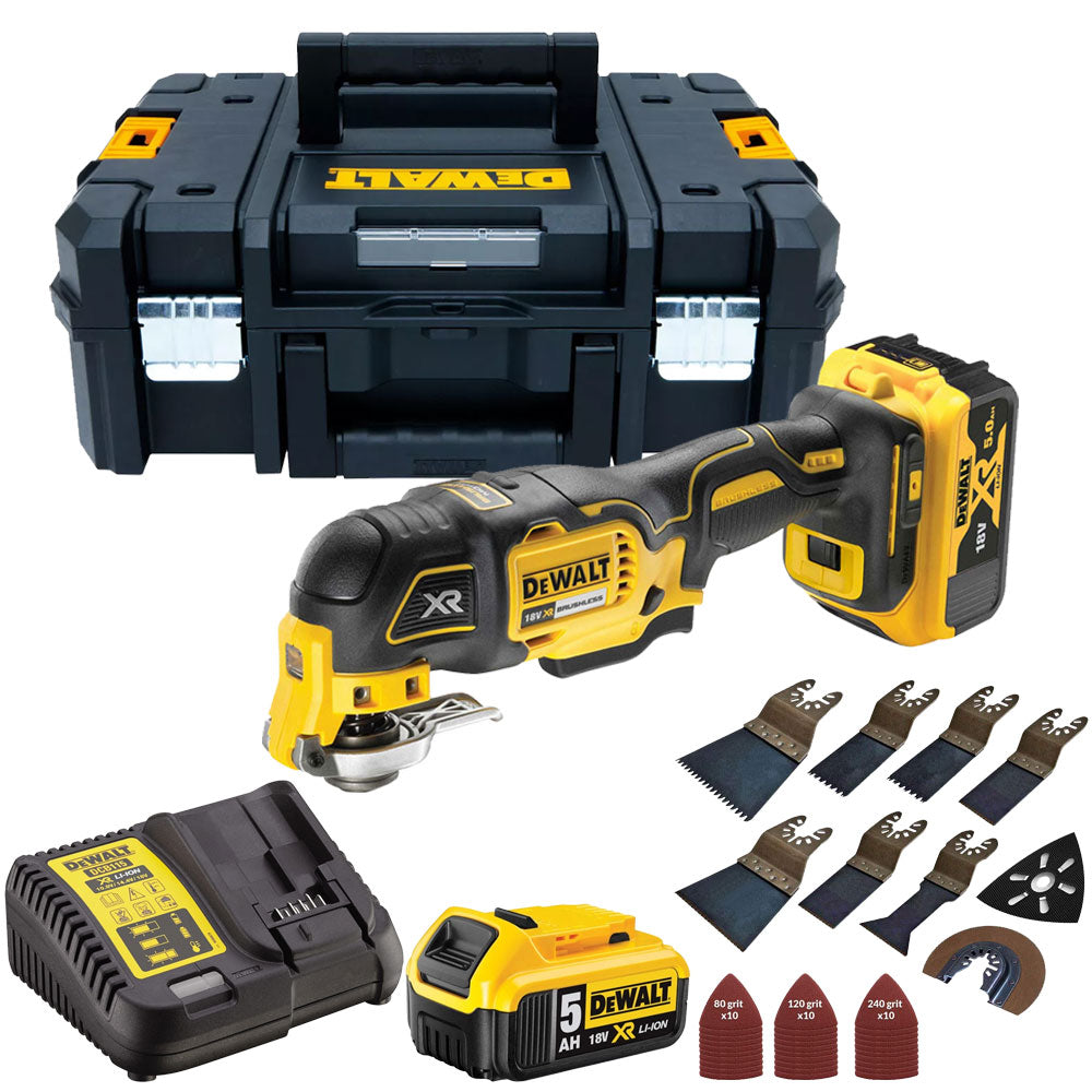 Dewalt DCS356N 18V Brushless MultiTool 2 x 5.0Ah with 39 Piece Accessories Set