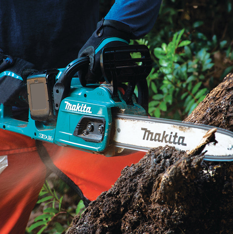 Makita DUC355PT2 36V 35cm Brushless Chainsaw With 2 x 5.0Ah Batteries & Twin Port Charger