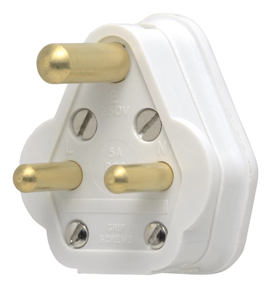 5A UNFUSED ROUND PIN PLUG WHITE