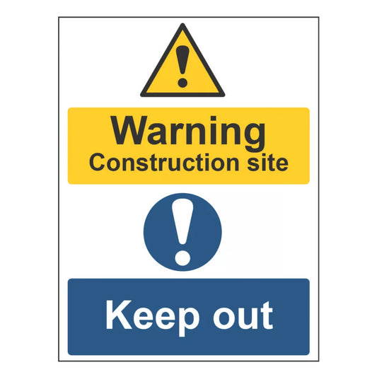 "WARNING CONSTRUCTION SITE KEEP OUT" SIGN 400MM X 300MM