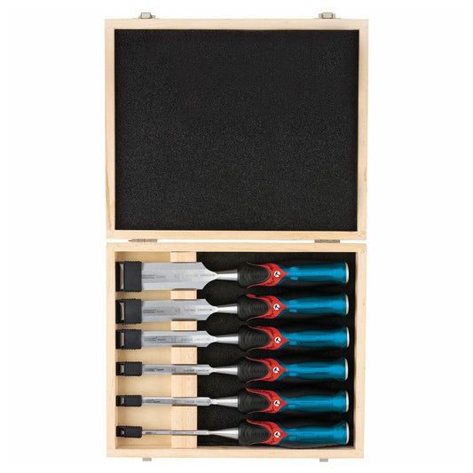 Draper 140mm Soft Grip 'Pound Thru' Bevel Edge Wood Chisel Set of 6 Piece - 70419