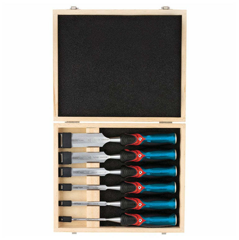 Draper 140mm Soft Grip 'Pound Thru' Bevel Edge Wood Chisel Set of 6 Piece - 70419