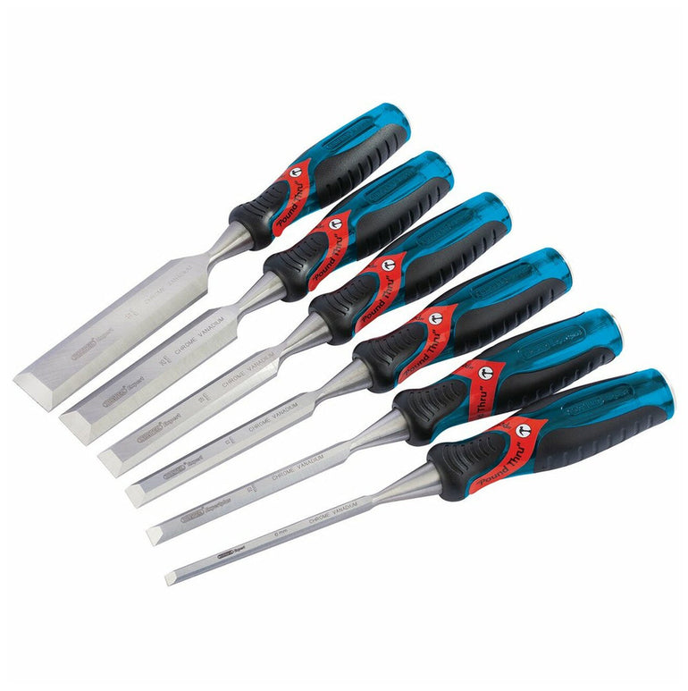 Draper 140mm Soft Grip 'Pound Thru' Bevel Edge Wood Chisel Set of 6 Piece - 70419