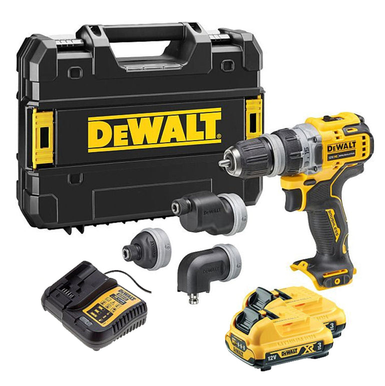 Dewalt DCD703L2T 12V XR Brushless Multi-head Drill Driver With 2 x 3.0Ah Batteries Charger In Case