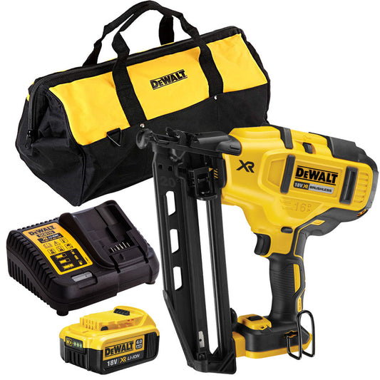 DeWalt DCN660N 18V Brushless Second Fix Nailer with 1 x 4.0Ah Battery, Charger & 24" Bag