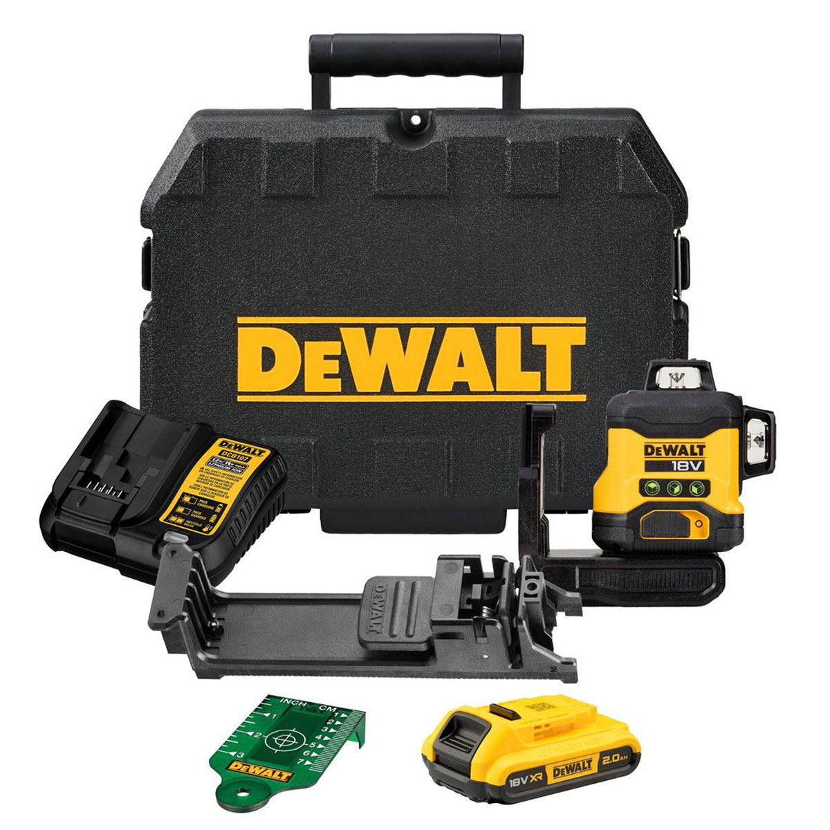 Dewalt DCLE34031D1 18V Compact 3 x 360 Green Laser with 1 x 2.0Ah Battery, Charger & Case