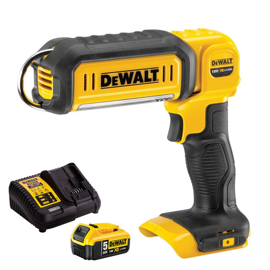 Dewalt DCL050N 18V Handheld LED Work Light Torch with 1 x 5.0Ah Battery Charger