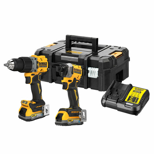 Dewalt DCK2050E2T 18V XR Brushless Combi Drill & Impact Driver With Powerstack Batteries Charger