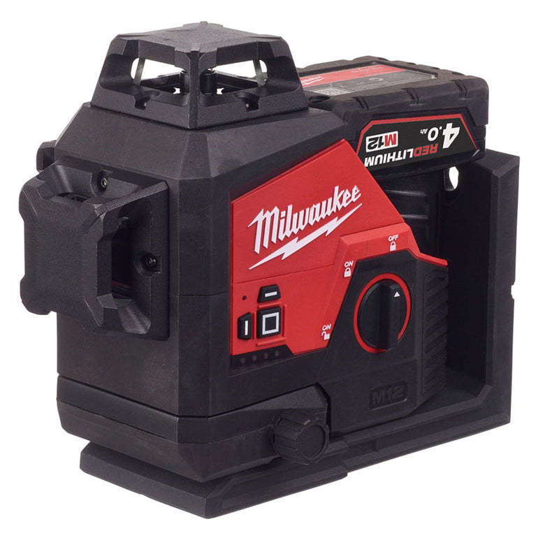 Milwaukee M123PL-401C 12V Green 360° 3 Plane Laser with 1 x 4.0Ah Battery, Charger & Case