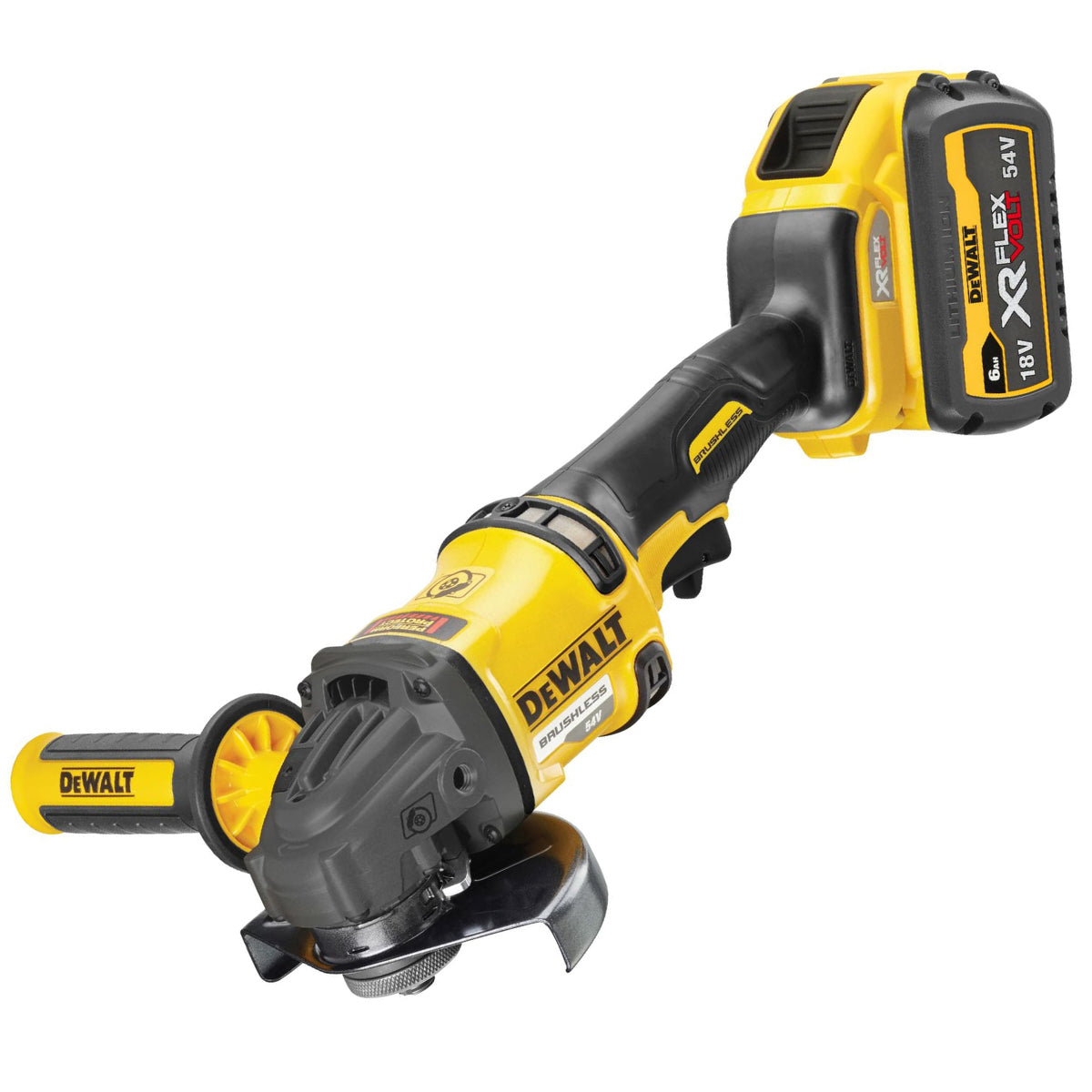 Dewalt DCG418T2-GB 54V XR Flexvolt Brushless 125mm Angle Grinder with 2 x 6.0Ah Batteries Charger & Case