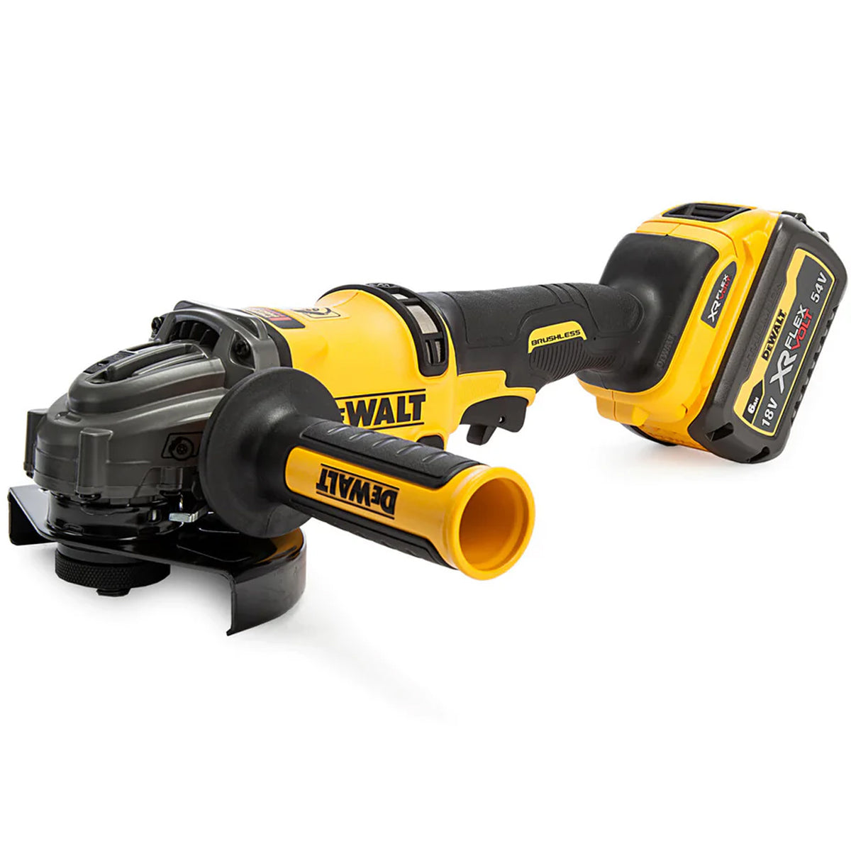 Dewalt DCG418T2-GB 54V XR Flexvolt Brushless 125mm Angle Grinder with 2 x 6.0Ah Batteries Charger & Case