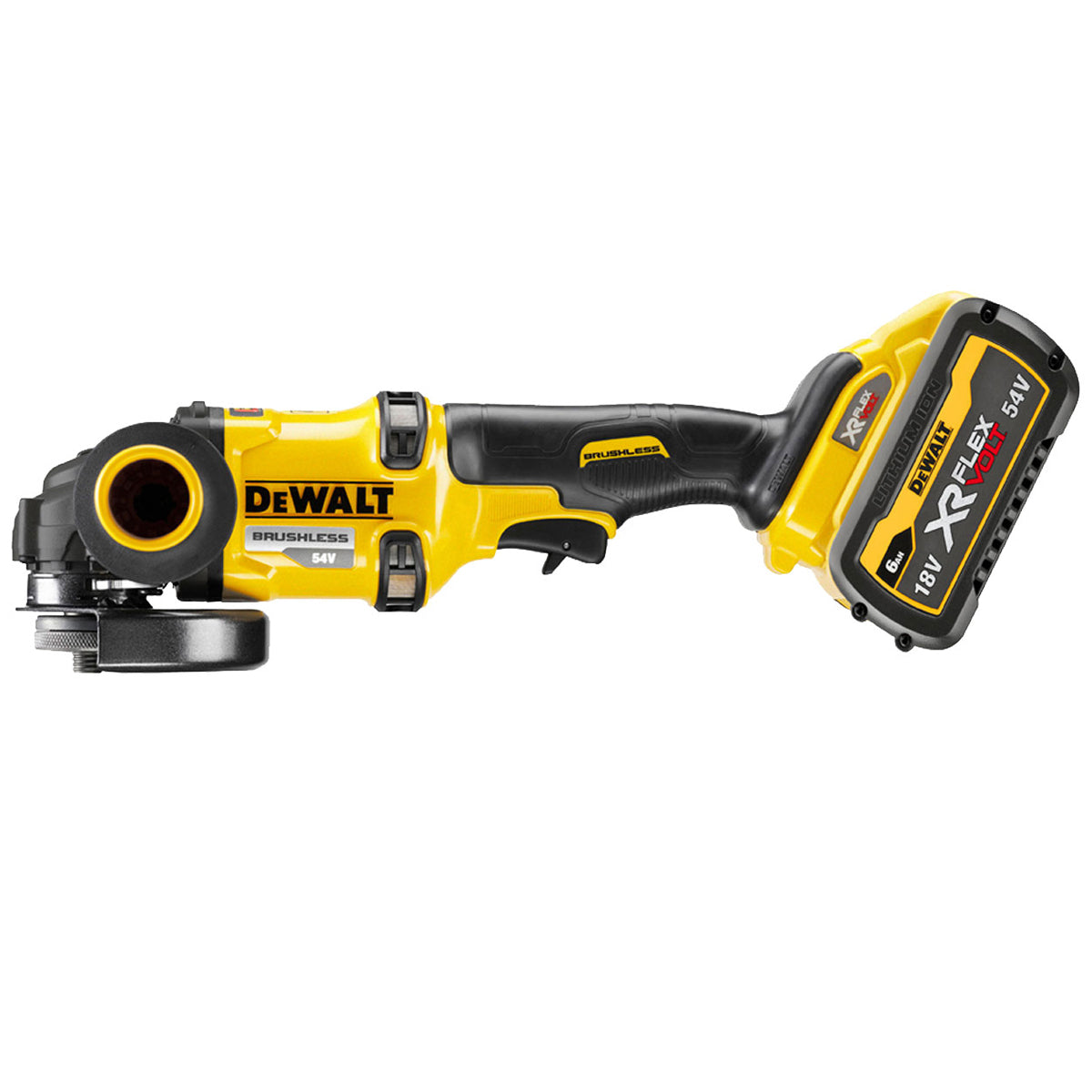 Dewalt DCG418T2-GB 54V XR Flexvolt Brushless 125mm Angle Grinder with 2 x 6.0Ah Batteries Charger & Case