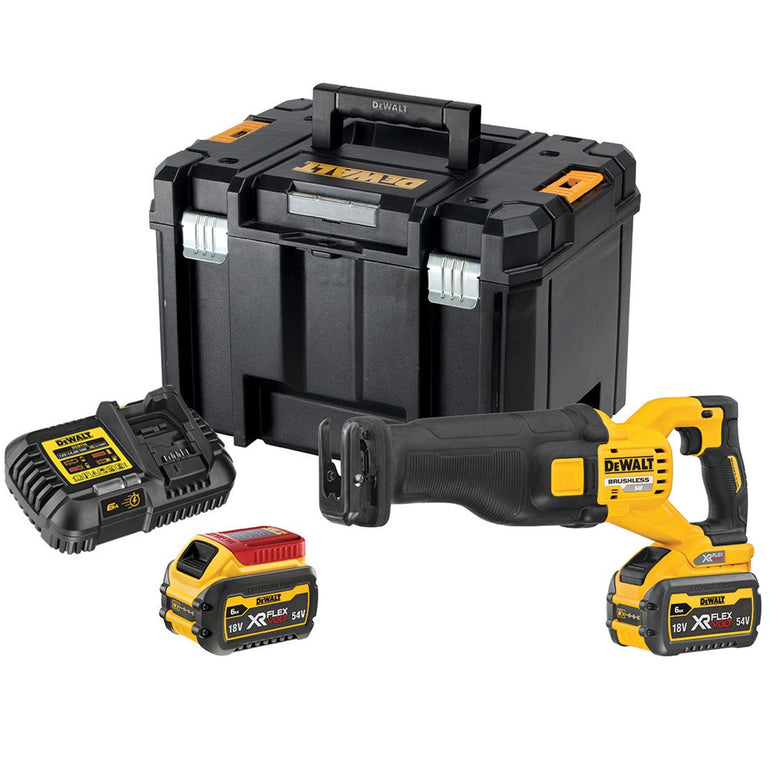 DeWalt DCS389T2-GB 54V XR FlexVolt Brushless Reciprocating Saw with 2 x 6.0Ah Batteries & Charger