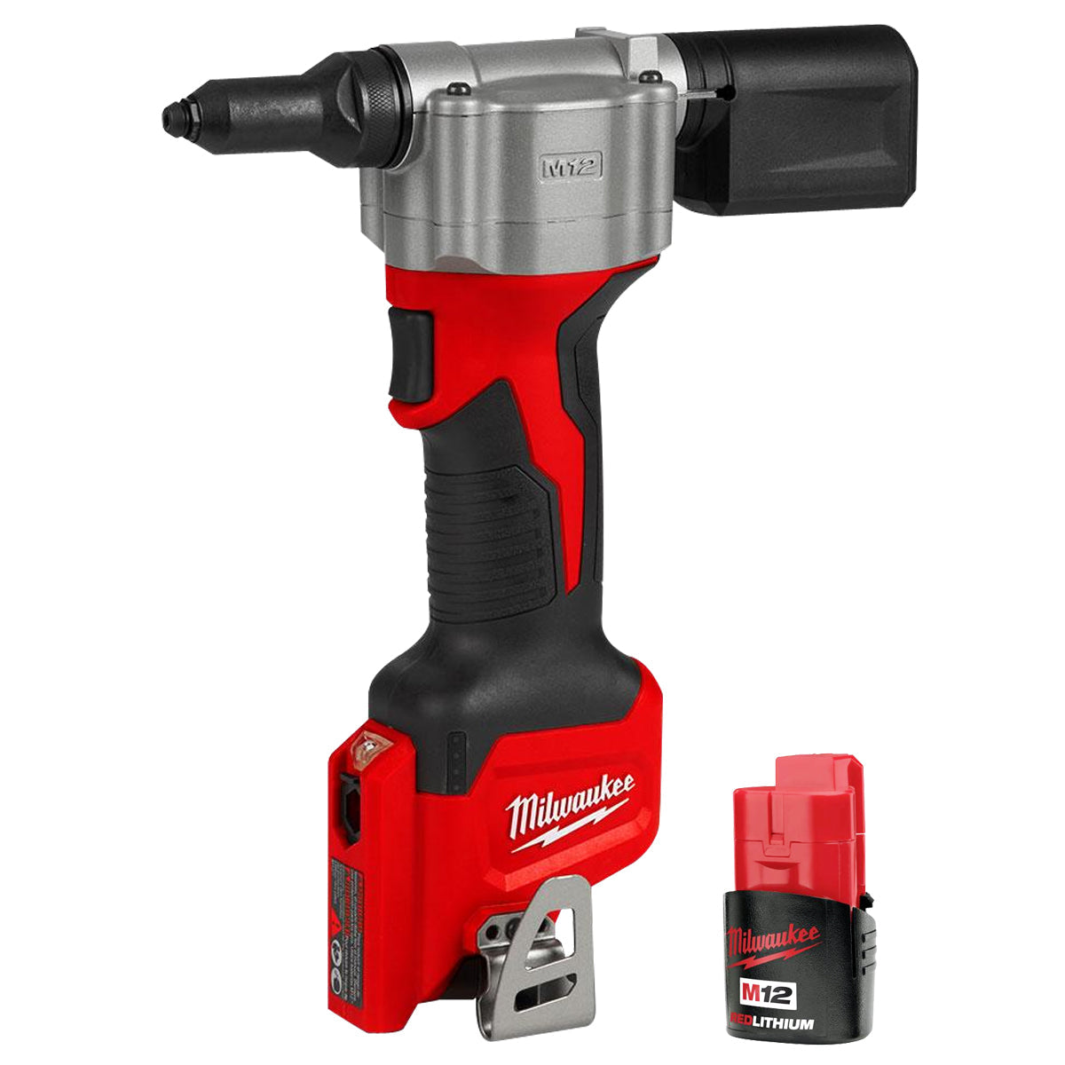 Milwaukee M12 BPRT-0 12V Pop Rivet Gun with 1 x 2.0Ah Battery