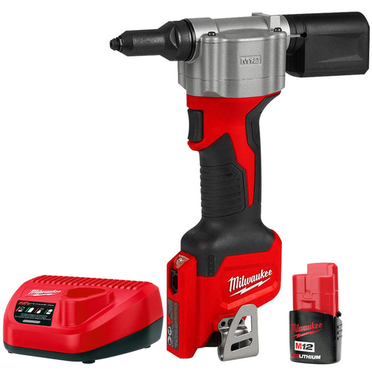 Milwaukee M12BPRT-0 12V Pop Rivet Gun with 1 x 2.0Ah Battery & Charger