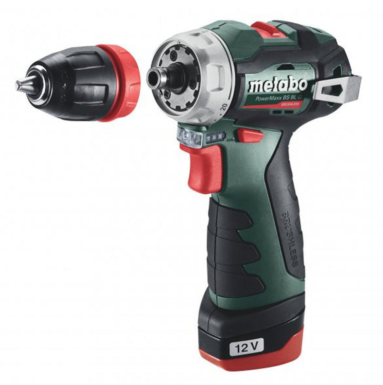 Metabo 12V PowerMaxx BS BL Q Brushless Drill/Screwdriver With 2 x 2.0Ah Batteries Charger In Case 601749590