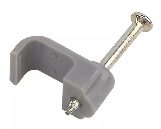 LAP GREY FLAT SINGLE CABLE CLIPS 1-1.5MM 100 PACK (1427F)