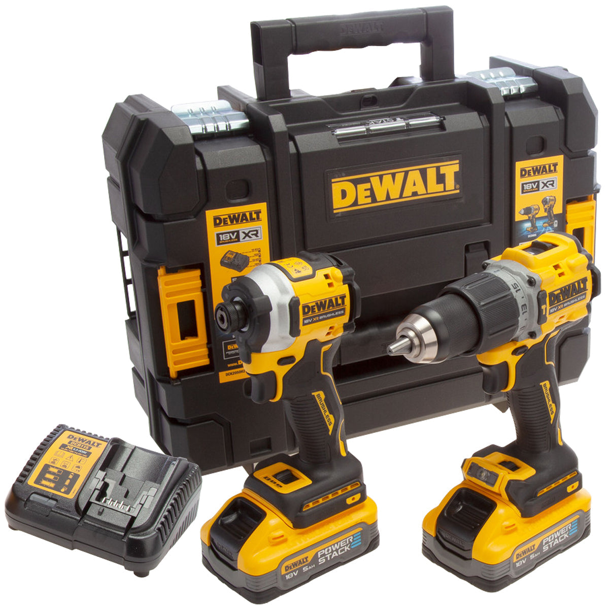 Dewalt DCK2050H2T 18V XR Brushless Combi Drill and Impact Driver with 2 x 5.0Ah Battery & Charger