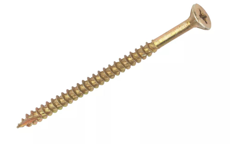 TURBOGOLD PZ DOUBLE-COUNTERSUNK MULTIPURPOSE SCREWS 5MM X 90MM 100 PACK