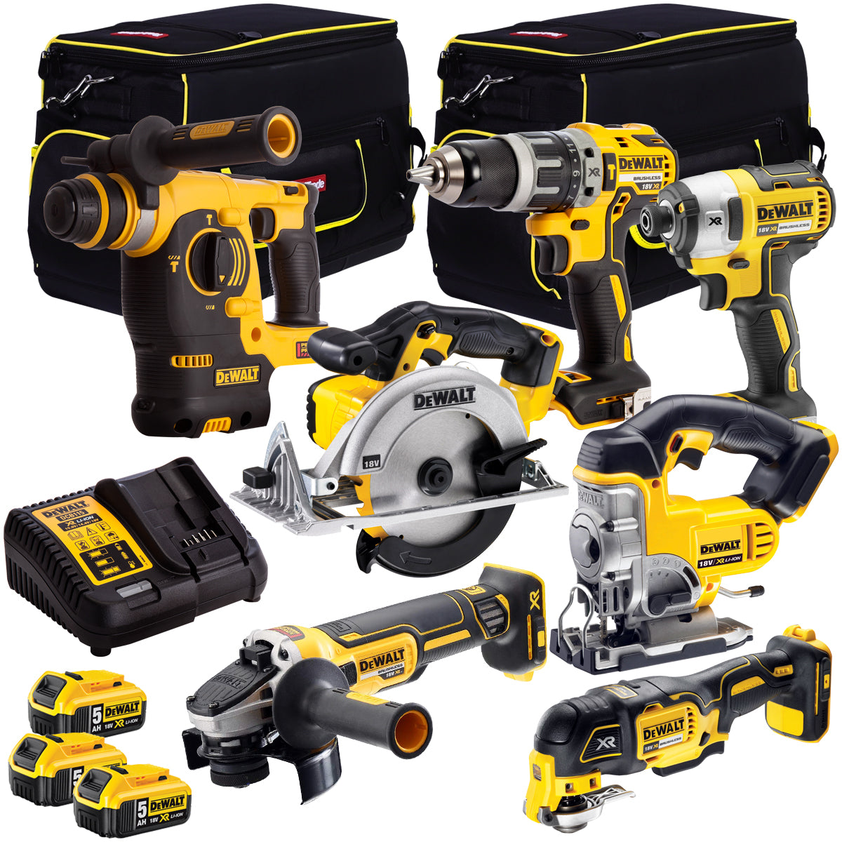 Dewalt DCK755PTXA XR Li-Ion 18V 7 Piece Power Tool Kit 3 x 5.0Ah Batteries & Bag