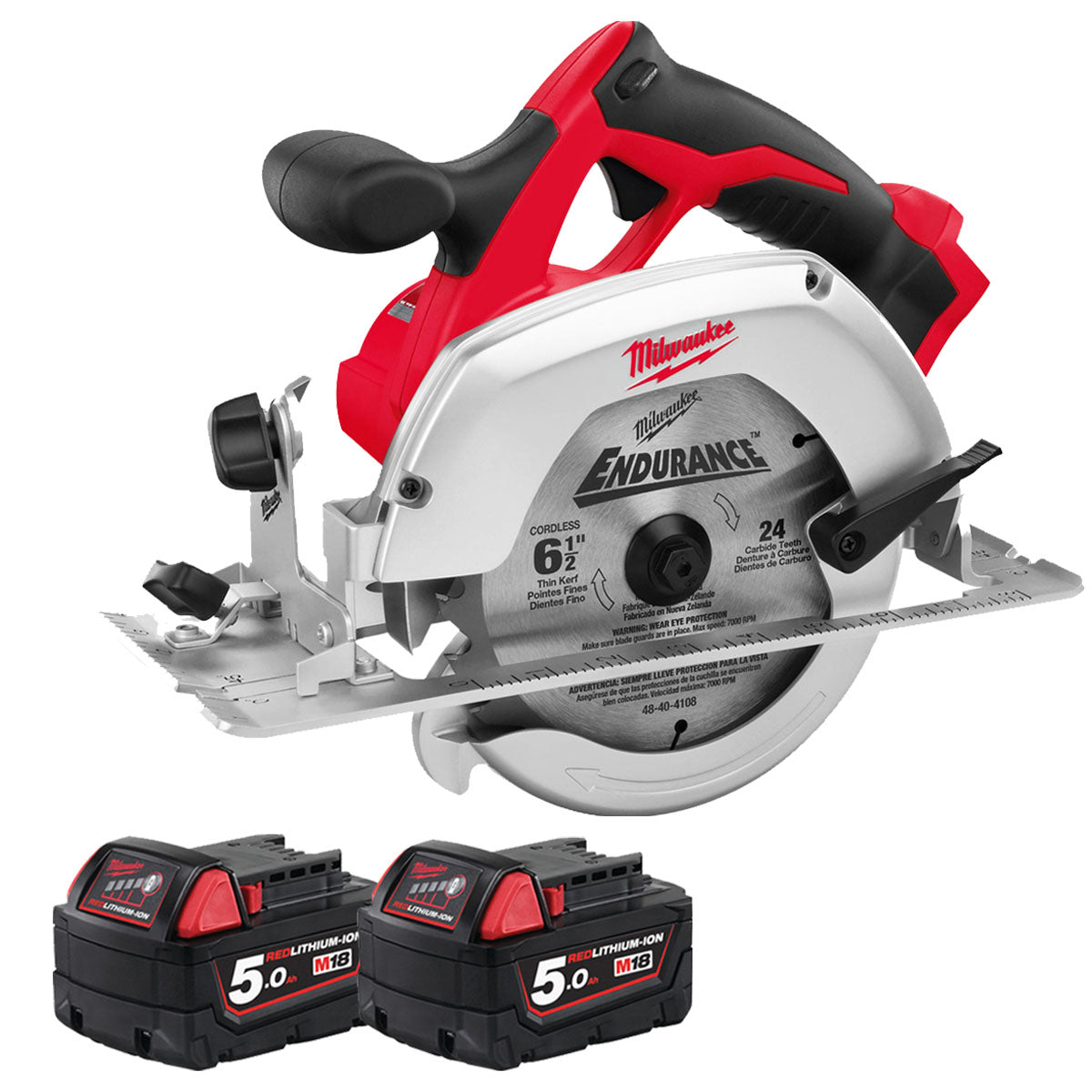 Milwaukee HD18CS-0 18V 165mm Circular Saw with 2 x 5.0Ah Batteries