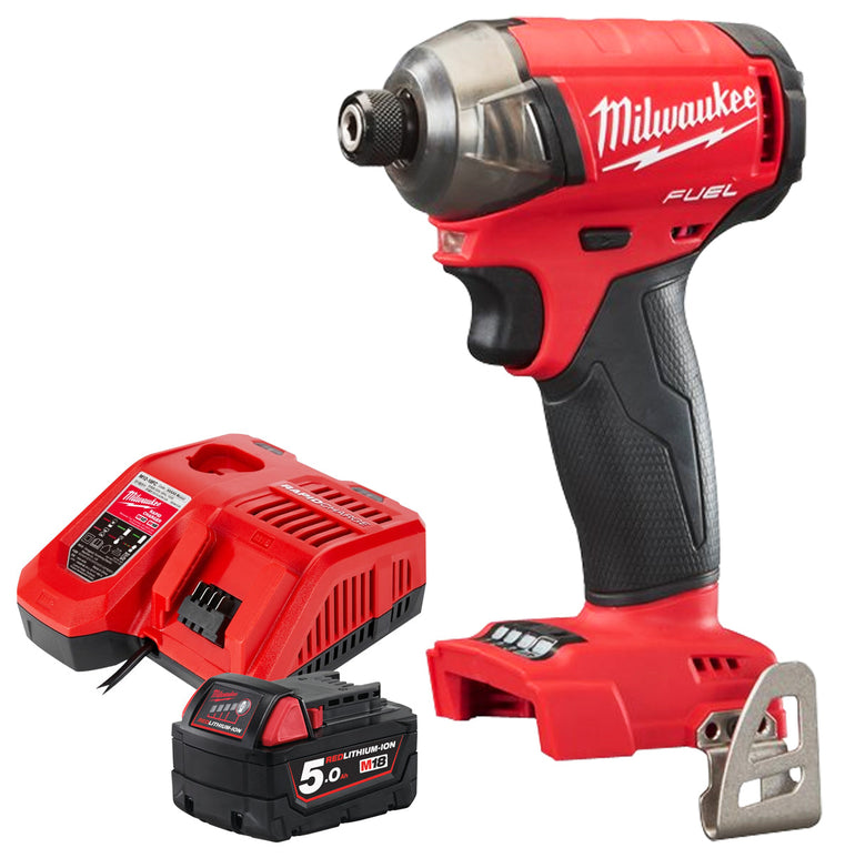 Milwaukee M18FQID-0 18V Brushless Hydraulic Impact Driver with 1 x 5.0Ah Battery & Charger