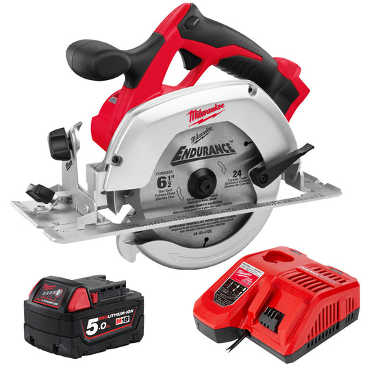 Milwaukee HD18CS-0 18V 165mm Circular Saw with 1 x 5.0Ah Battery & Charger