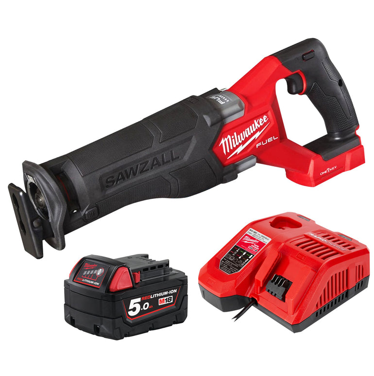 Milwaukee M18ONEFSZ-0X 18V Fuel Brushless One-Key Sawzall Reciprocating Saw with 1 x 5.0Ah Battery & Charger