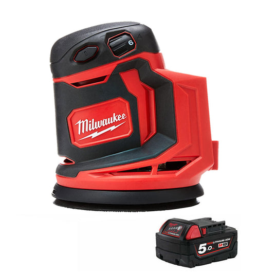 Milwaukee M18BOS125-0 18V 125mm Random Orbital Sander with 1 x 5.0Ah Battery