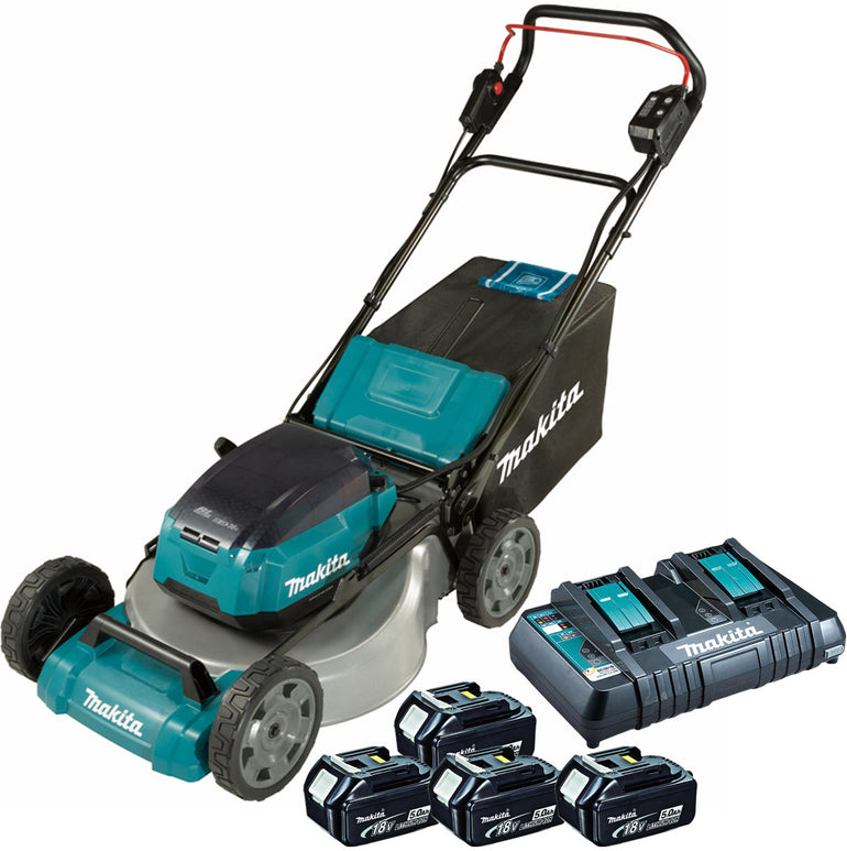 Makita DLM530PT4 36V LXT Brushless 530mm Lawn Mower With 4 x 5.0Ah Batteries & Charger