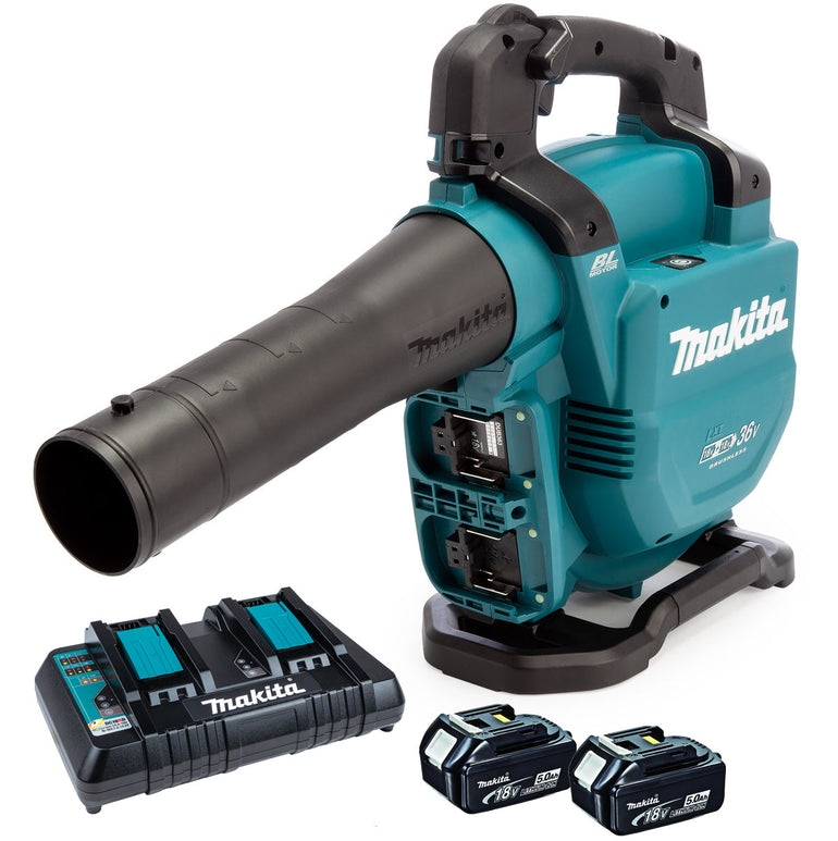 Makita DUB363PT2V 36V Brushless Leaf Blower with 2 x 5.0Ah Batteries & Charger