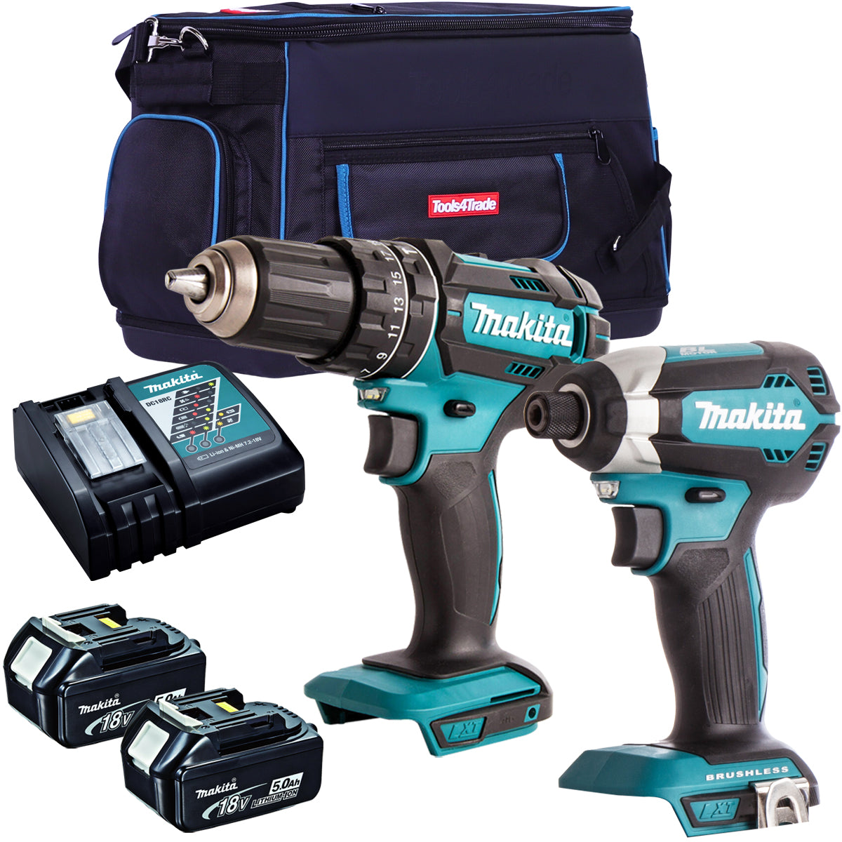 Makita 18V 2 Piece Power Tool Kit with 2 x 5.0Ah Batteries MTKIT-751