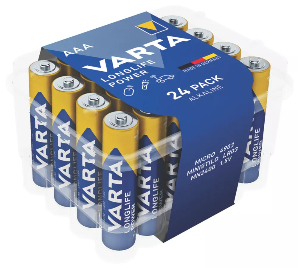 VARTA LONGLIFE POWER AAA ALKALINE HIGH ENERGY BATTERIES 24 PACK