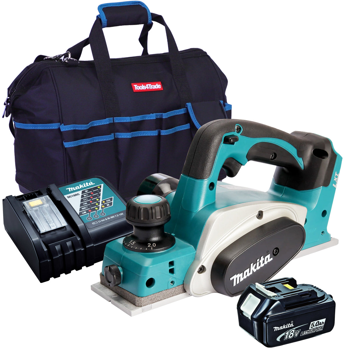 Makita DKP180Z 18V 82mm Planer with 1 x 5.0Ah Battery Charger & Bag