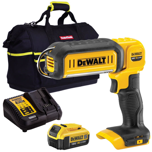 Dewalt DCL050N 18V Handheld LED Work Light Torch with 1 x 4.0Ah Battery Charger & Bag