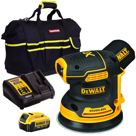 DeWalt DCW210N 18V Brushless 125mm Random Orbital Sander with 1 x 4.0Ah Battery Charger & Bag