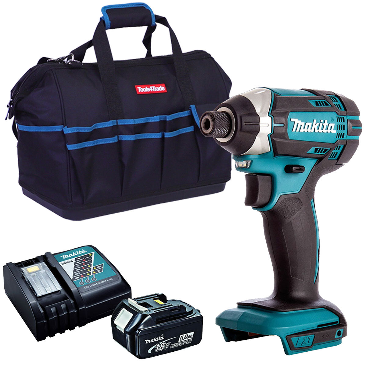 Makita DTD152Z 18V Cordless Impact Driver with 1 x 5.0Ah Battery Charger & Tool Bag