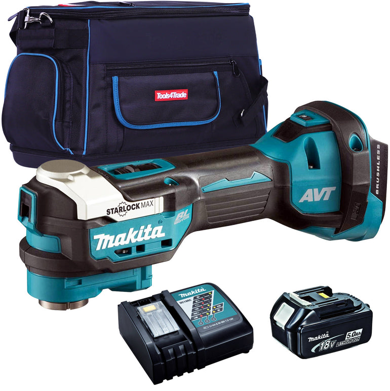 Makita DTM52Z 18V Brushless Oscillating Multi Tool with 1 x 5.0Ah Battery Charger & Tool Bag