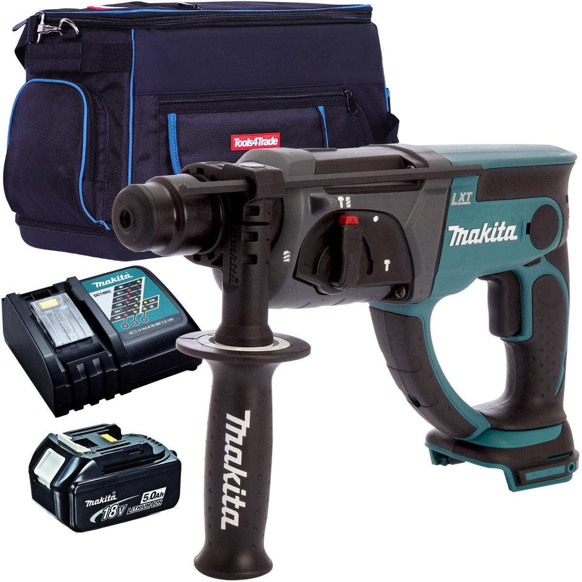 Makita DHR202Z 18V SDS+ Rotary Hammer Drill with 1 x 5.0Ah Battery Charger & Bag