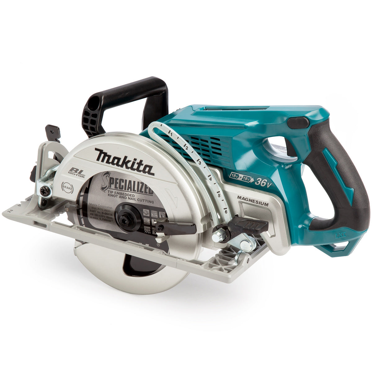 Makita DRS780Z 36V Brushless 185mm Circular Saw with 2 x 5.0Ah Battery Charger & Tool Bag