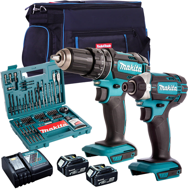 Makita 18V Impact Driver & Combi drill with 2 x 5.0Ah Battery MTKIT-798