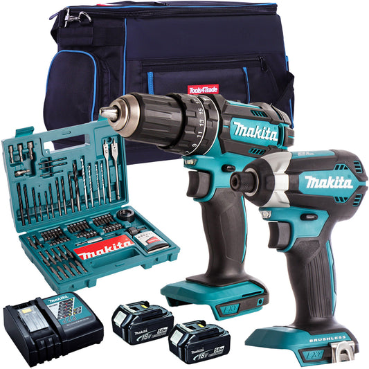 Makita 18V Impact Driver & Combi drill with 2 x 5.0Ah Battery MTKIT-801